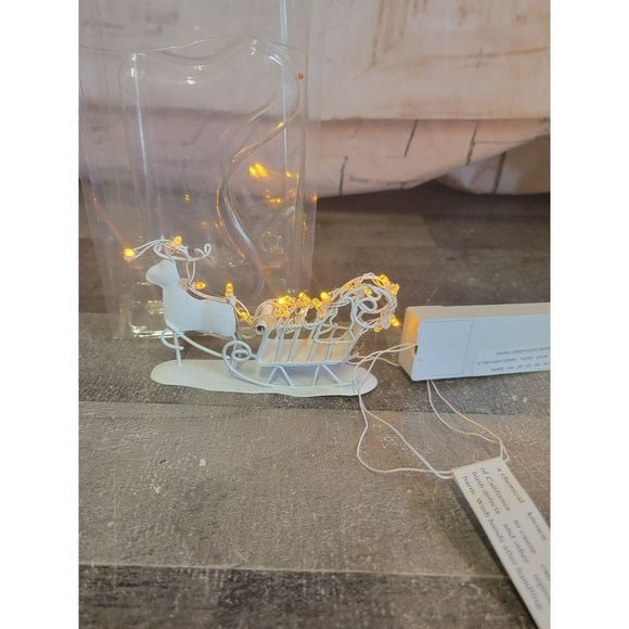White reindeer sled lighted Village accessory Decor Xmas - Picture 1 of 6